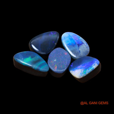 5 Pcs 25.00 Cts Lab-Created Doublet Opal Loose Gemstone Mix Cabochon Wholesale Lot 10X10X4 mm TO 9X14X4 mm D-151