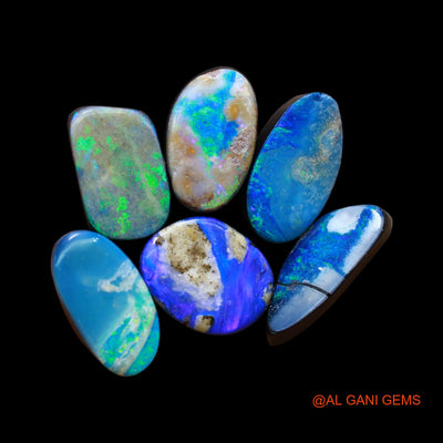 Lab-Created Doublet Opal Loose Gemstone Mix Cabochon 6 Pcs Wholesale Lot 24.00 Cts 9X11X4 mm TO 8X13X4 mm D-152