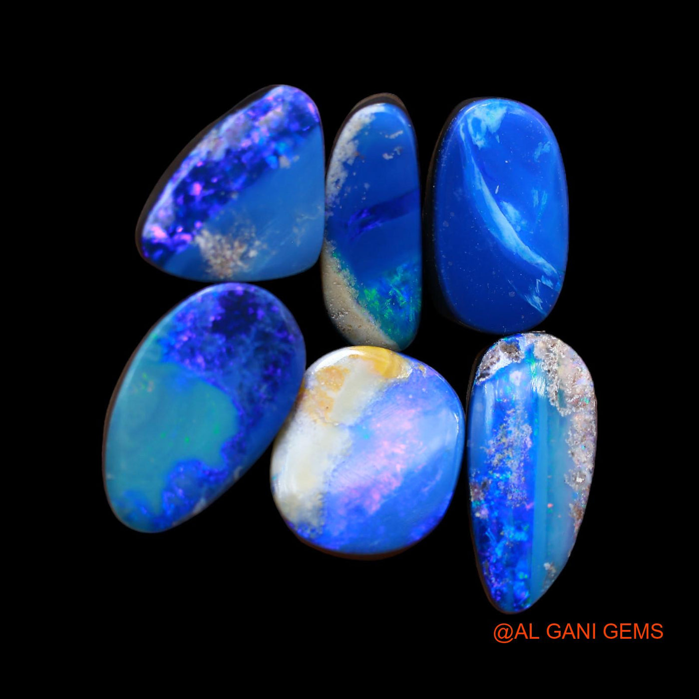 34.00 Cts Lab-Created Doublet Opal Mix Cabochon 6 Pcs Wholesale Lot Loose Gemstone 8X14X4 mm TO 9X16X5 mm D-153