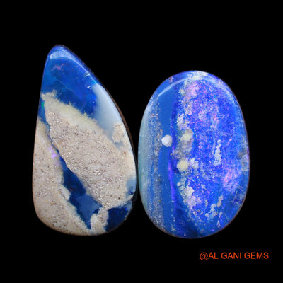 Lab-Created Doublet Opal Loose Gemstone Mix Cabochon From Australia 2 Pcs 19.00 Cts 12X17X4 mm TO 11X20X4 mm D-154