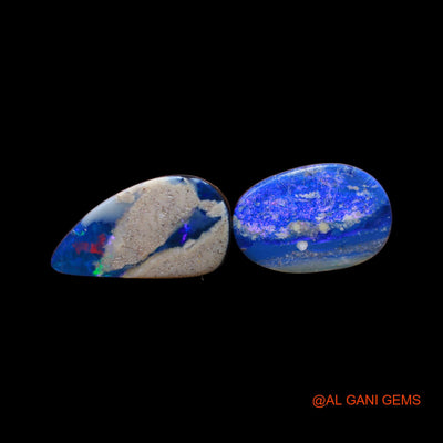 Lab-Created Doublet Opal Loose Gemstone Mix Cabochon From Australia 2 Pcs 19.00 Cts 12X17X4 mm TO 11X20X4 mm D-154