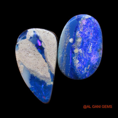Lab-Created Doublet Opal Loose Gemstone Mix Cabochon From Australia 2 Pcs 19.00 Cts 12X17X4 mm TO 11X20X4 mm D-154