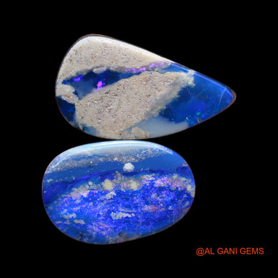 Lab-Created Doublet Opal Loose Gemstone Mix Cabochon From Australia 2 Pcs 19.00 Cts 12X17X4 mm TO 11X20X4 mm D-154