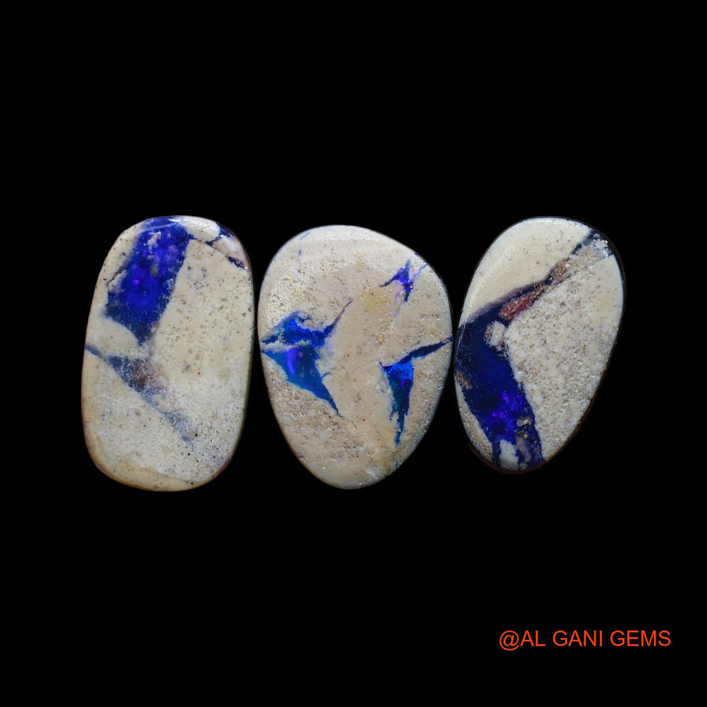 3 Pcs 20.00 Cts Lab-Created Australian Doublet Opal Loose Gemstone Mix Cabochon 9X16X3 mm TO 10X17X3 mm D-155
