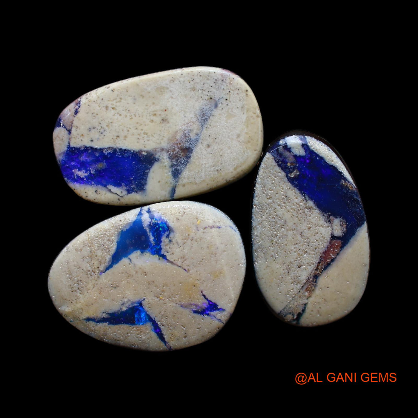 3 Pcs 20.00 Cts Lab-Created Australian Doublet Opal Loose Gemstone Mix Cabochon 9X16X3 mm TO 10X17X3 mm D-155