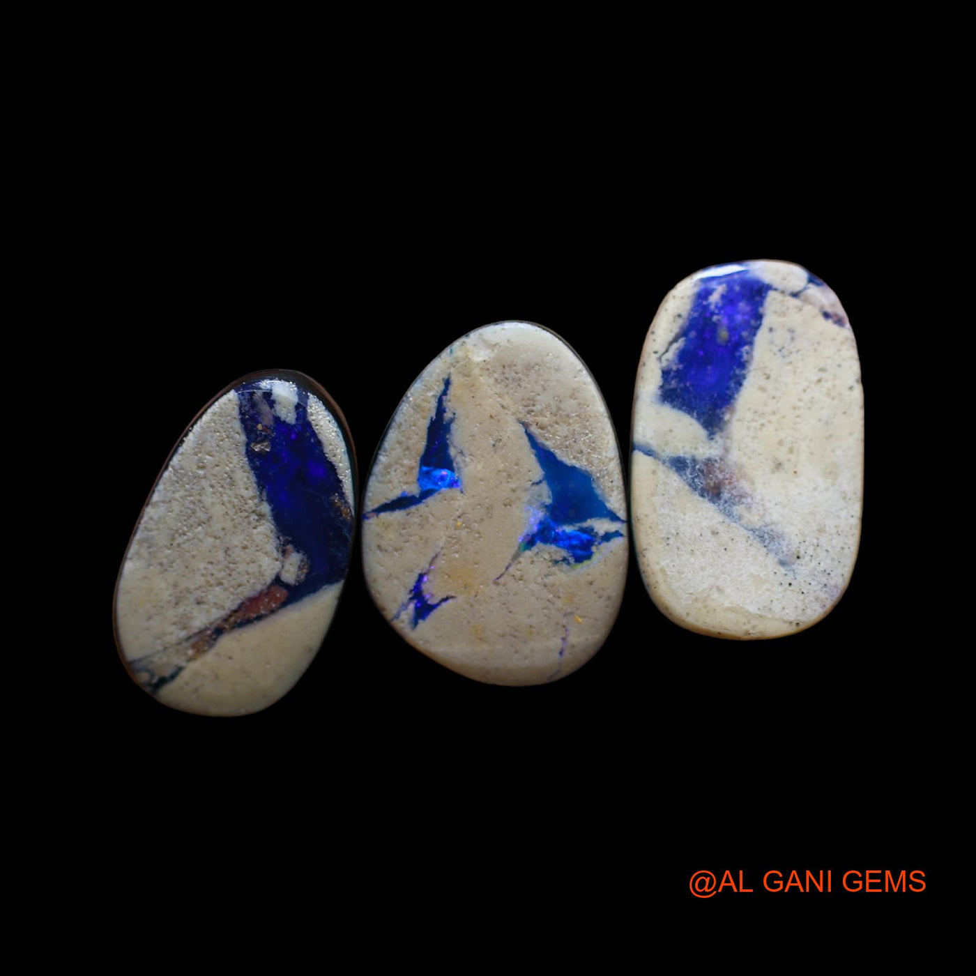 3 Pcs 20.00 Cts Lab-Created Australian Doublet Opal Loose Gemstone Mix Cabochon 9X16X3 mm TO 10X17X3 mm D-155