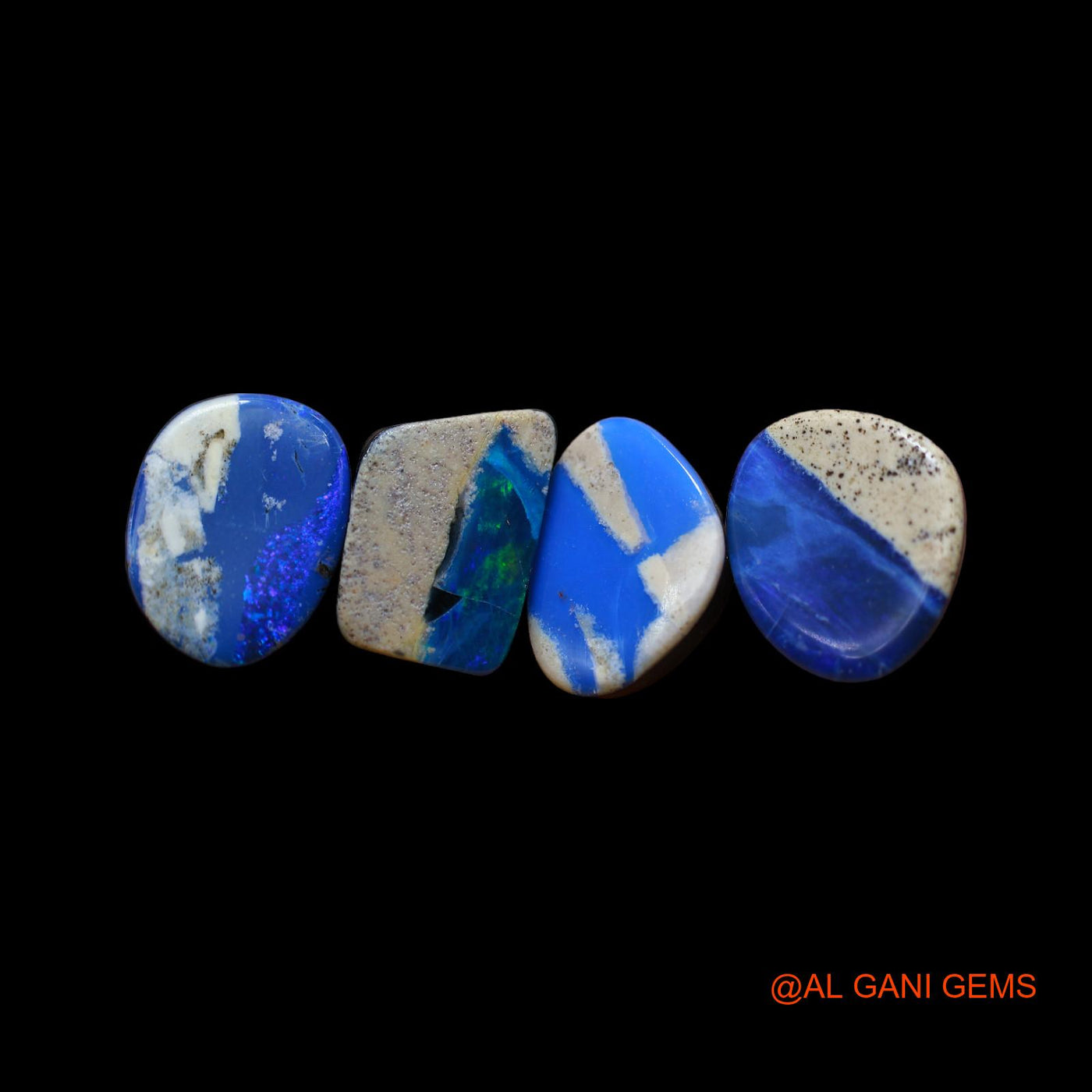 4 Pcs 22.00 Cts Lab-Created Australian Doublet Opal Loose Gemstone Mix Cabochon 10X13X3 mm TO 10X13X4 mm D-157