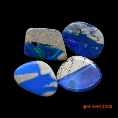 4 Pcs 22.00 Cts Lab-Created Australian Doublet Opal Loose Gemstone Mix Cabochon 10X13X3 mm TO 10X13X4 mm D-157