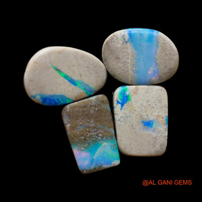 Lab-Created Doublet Opal Loose Gemstone Mix Cabochon From Australia 4 Pcs 34.00 Cts 9X14X5 mm TO 11X16X5 mm D-158