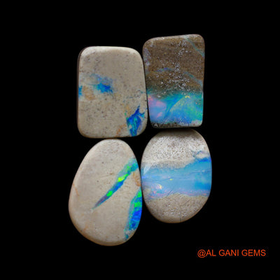 Lab-Created Doublet Opal Loose Gemstone Mix Cabochon From Australia 4 Pcs 34.00 Cts 9X14X5 mm TO 11X16X5 mm D-158