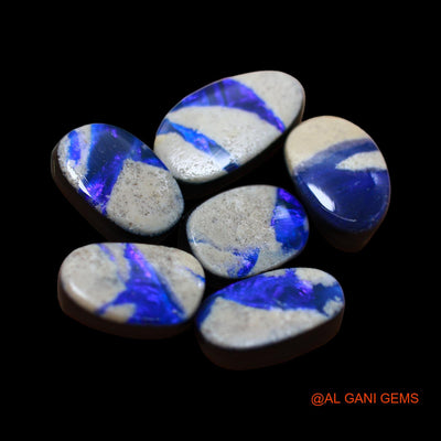 6 Pcs 21.00 Cts Lab-Created Doublet Opal Loose Gemstone Mix Cabochon Wholesale Lot 8X14X3 mm TO 7X11X3 mm D-159