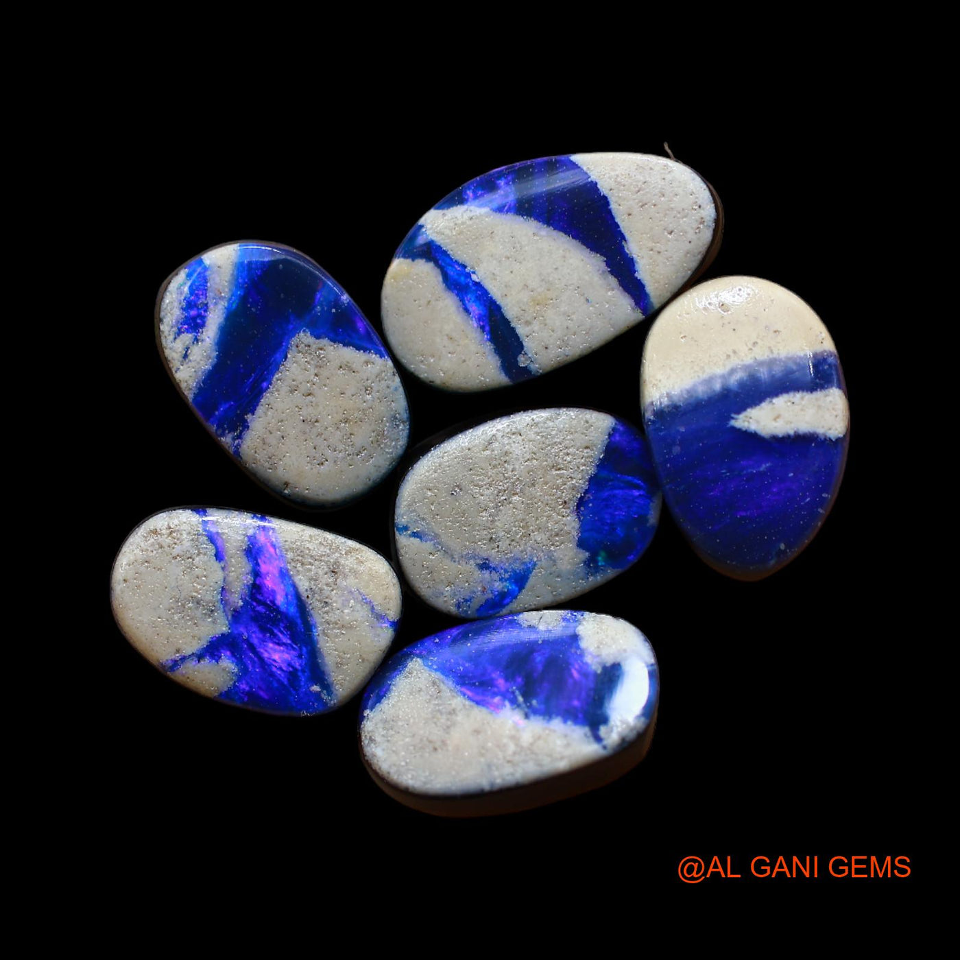 6 Pcs 21.00 Cts Lab-Created Doublet Opal Loose Gemstone Mix Cabochon Wholesale Lot 8X14X3 mm TO 7X11X3 mm D-159