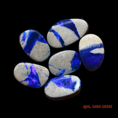 6 Pcs 21.00 Cts Lab-Created Doublet Opal Loose Gemstone Mix Cabochon Wholesale Lot 8X14X3 mm TO 7X11X3 mm D-159