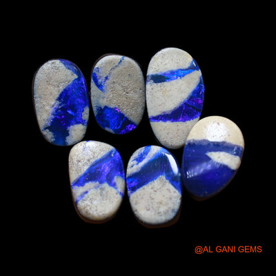 6 Pcs 21.00 Cts Lab-Created Doublet Opal Loose Gemstone Mix Cabochon Wholesale Lot 8X14X3 mm TO 7X11X3 mm D-159