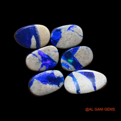 6 Pcs 21.00 Cts Lab-Created Doublet Opal Loose Gemstone Mix Cabochon Wholesale Lot 8X14X3 mm TO 7X11X3 mm D-159