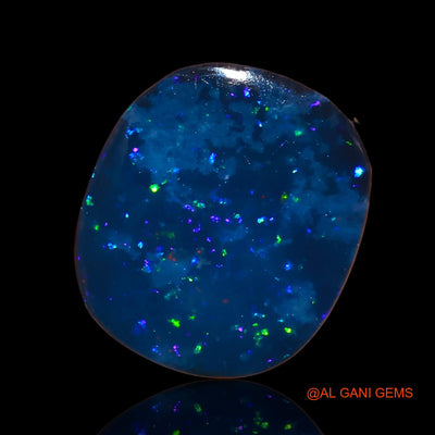 Lab-Created Untreated Doublet Opal Loose Gemstone Oval Cabochon From Australia 8.20 Cts 14x12x5 mm D-15