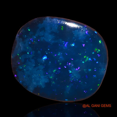 Lab-Created Untreated Doublet Opal Loose Gemstone Oval Cabochon From Australia 8.20 Cts 14x12x5 mm D-15
