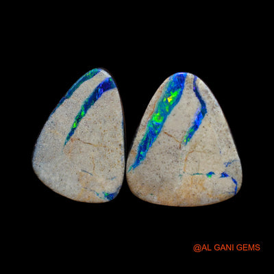 2 Pcs 25.00 Cts Lab-Created Australian Doublet Opal Loose Gemstone Mix Cabochon 15X20X4 mm TO 17X20X4 mm D-160