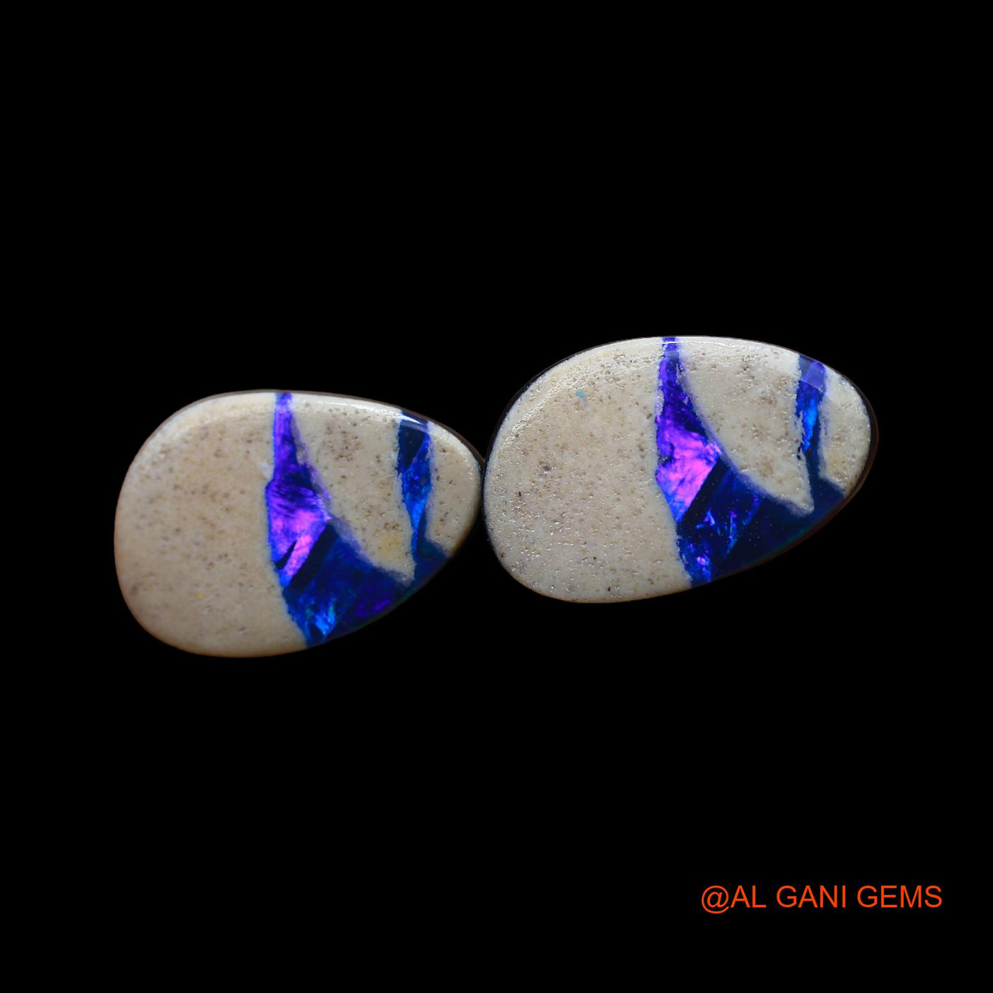 2 Pcs 15.00 Cts Lab-Created Australian Doublet Opal Loose Gemstone Mix Cabochon 11X16X4 mm TO 11X17X4 mm D-162