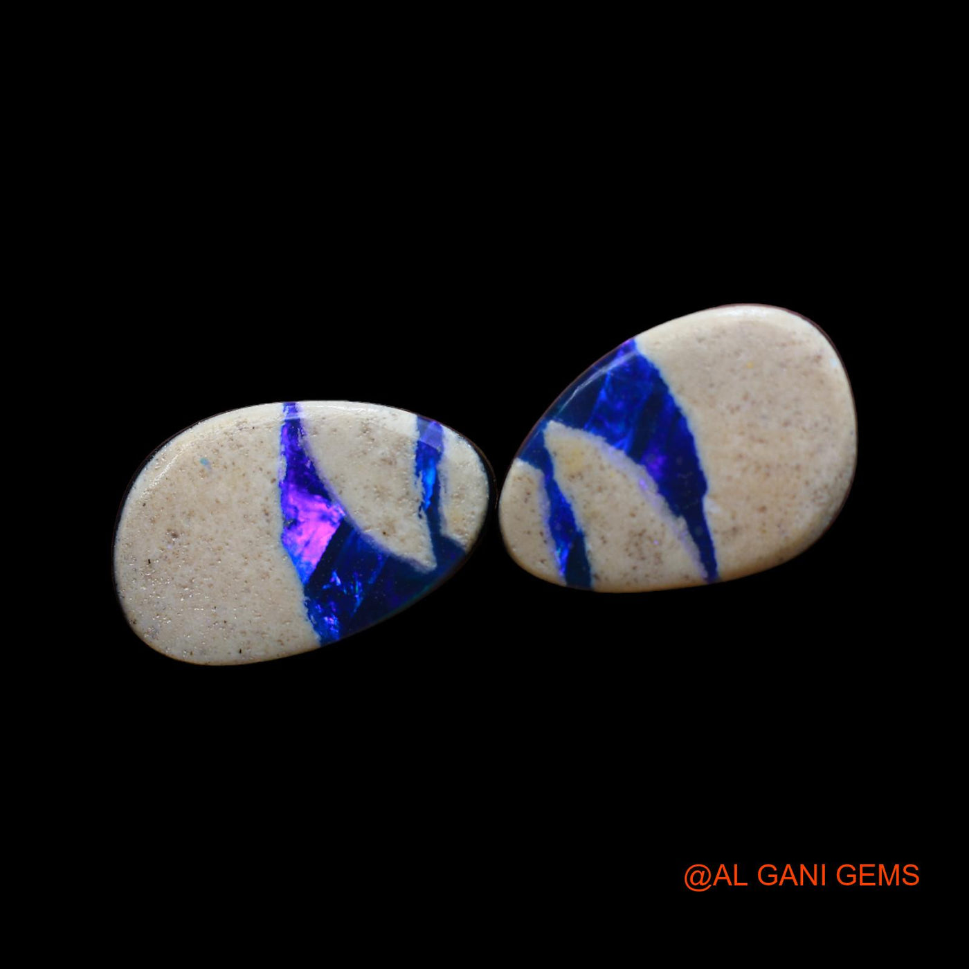 2 Pcs 15.00 Cts Lab-Created Australian Doublet Opal Loose Gemstone Mix Cabochon 11X16X4 mm TO 11X17X4 mm D-162