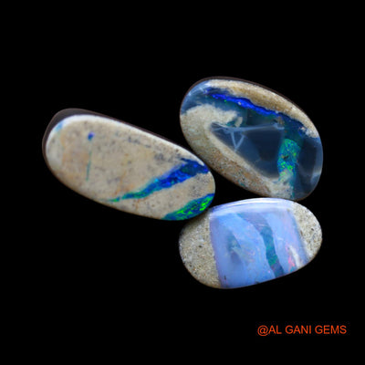 3 Pcs 26.00 Cts Lab-Created Australian Doublet Opal Loose Gemstone Mix Cabochon 10X16X4 mm TO 9X20X5 mm D-163