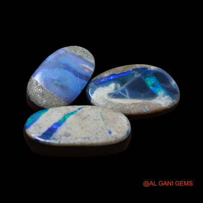 3 Pcs 26.00 Cts Lab-Created Australian Doublet Opal Loose Gemstone Mix Cabochon 10X16X4 mm TO 9X20X5 mm D-163