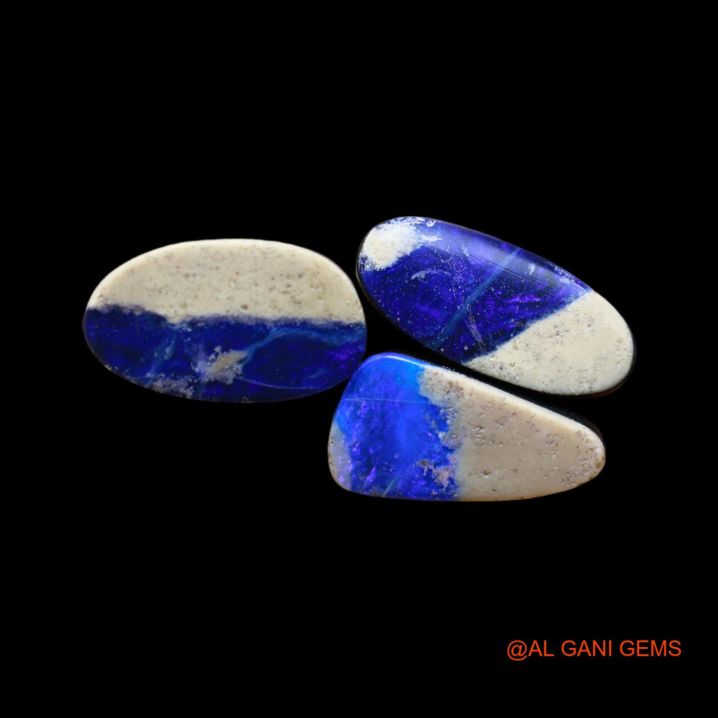 3 Pcs Lab-Created Doublet Opal Gemstone 14.00 Cts Loose Mix Cabochon From Australia 7X14X3 mm TO 7X16X3 mm D-164