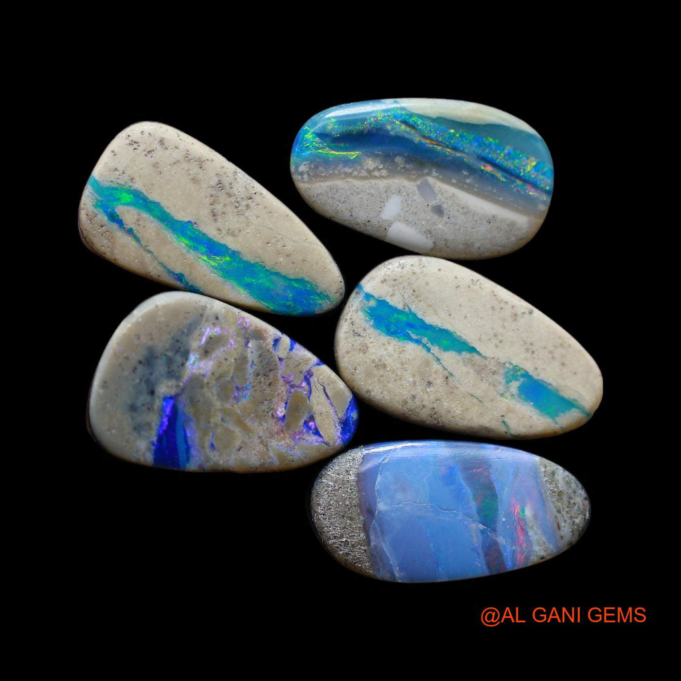 Lab-Created Doublet Opal Loose Gemstone Mix Cabochon 5 Pcs Wholesale Lot 30.00 Cts 9X15X4 mm TO 9X16X4 mm D-165