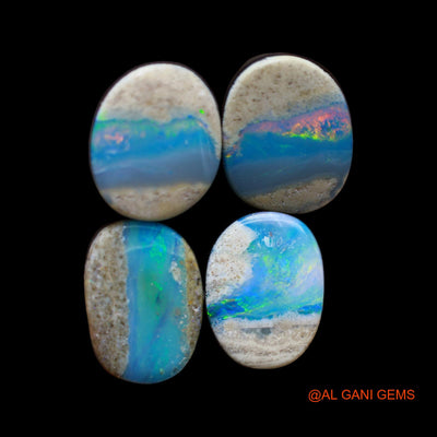 4 Pcs 22.00 Cts Lab-Created Australian Doublet Opal Loose Gemstone Mix Cabochon 9X13X3 mm TO 10X13X4 mm D-167
