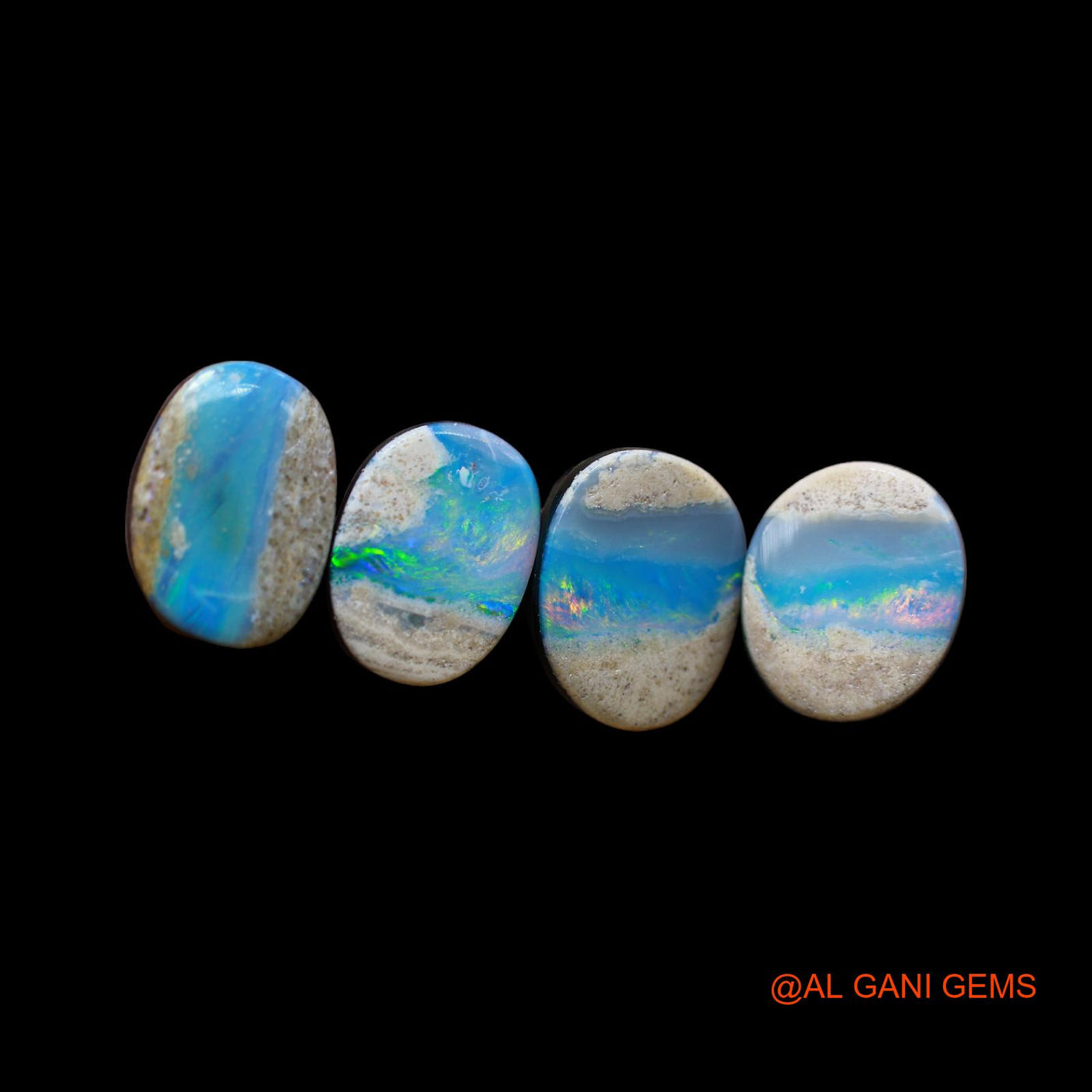 4 Pcs 22.00 Cts Lab-Created Australian Doublet Opal Loose Gemstone Mix Cabochon 9X13X3 mm TO 10X13X4 mm D-167