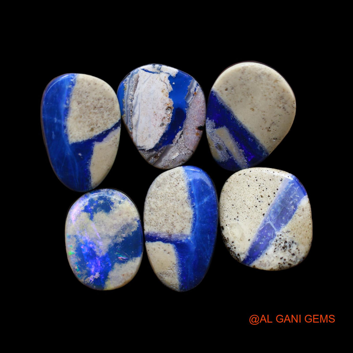 32.00 Cts Doublet Opal Loose Gemstone Mix Cabochon Lab-Created 6 Pcs Wholesale Lot 9X12X4 mm TO 10X13X4 mm D-168
