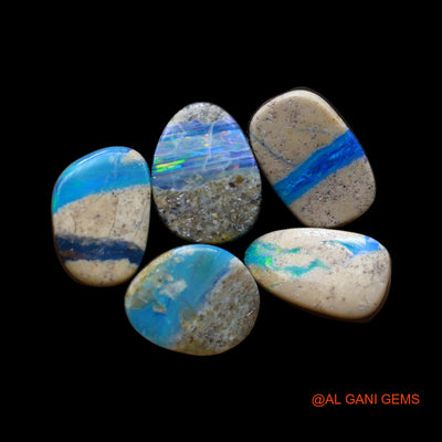5 Pcs 21.00 Cts Lab-Created Doublet Opal Loose Gemstone Mix Cabochon Wholesale Lot 8X11X4 mm TO 8X12X4 mm D-169