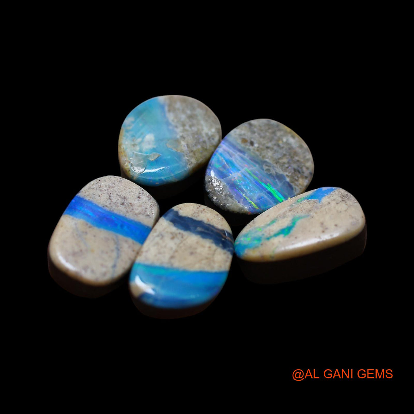 5 Pcs 21.00 Cts Lab-Created Doublet Opal Loose Gemstone Mix Cabochon Wholesale Lot 8X11X4 mm TO 8X12X4 mm D-169