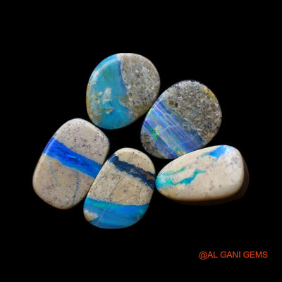 5 Pcs 21.00 Cts Lab-Created Doublet Opal Loose Gemstone Mix Cabochon Wholesale Lot 8X11X4 mm TO 8X12X4 mm D-169