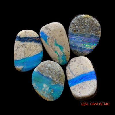 5 Pcs 21.00 Cts Lab-Created Doublet Opal Loose Gemstone Mix Cabochon Wholesale Lot 8X11X4 mm TO 8X12X4 mm D-169