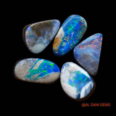5 Pcs 19.00 Cts Lab-Created Doublet Opal Loose Gemstone Mix Cabochon Wholesale Lot 8X11X3 mm TO 7X12X4 mm D-170