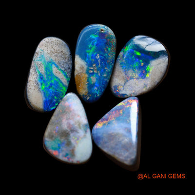 5 Pcs 19.00 Cts Lab-Created Doublet Opal Loose Gemstone Mix Cabochon Wholesale Lot 8X11X3 mm TO 7X12X4 mm D-170