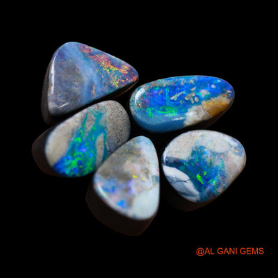 5 Pcs 19.00 Cts Lab-Created Doublet Opal Loose Gemstone Mix Cabochon Wholesale Lot 8X11X3 mm TO 7X12X4 mm D-170