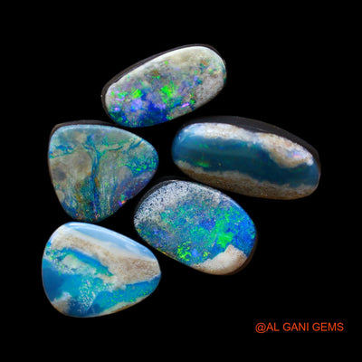 5 Pcs 19.00 Cts Lab-Created Doublet Opal Loose Gemstone Mix Cabochon Wholesale Lot 6X12X4 mm TO 6X14X4 mm D-171