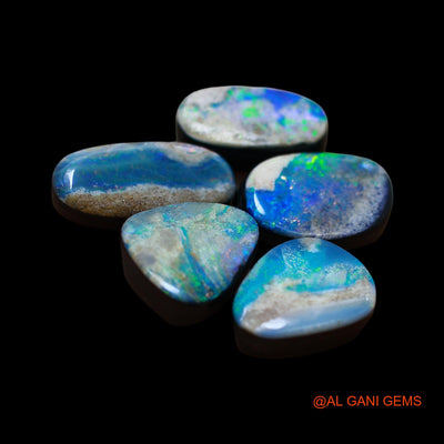 5 Pcs 19.00 Cts Lab-Created Doublet Opal Loose Gemstone Mix Cabochon Wholesale Lot 6X12X4 mm TO 6X14X4 mm D-171