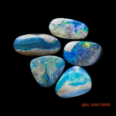 5 Pcs 19.00 Cts Lab-Created Doublet Opal Loose Gemstone Mix Cabochon Wholesale Lot 6X12X4 mm TO 6X14X4 mm D-171