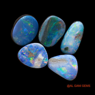 5 Pcs 19.00 Cts Lab-Created Doublet Opal Loose Gemstone Mix Cabochon Wholesale Lot 8X11X4 mm TO 8X11X4 mm D-172