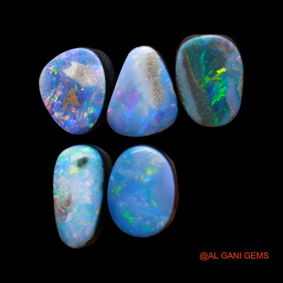 5 Pcs 19.00 Cts Lab-Created Doublet Opal Loose Gemstone Mix Cabochon Wholesale Lot 8X11X4 mm TO 8X11X4 mm D-172