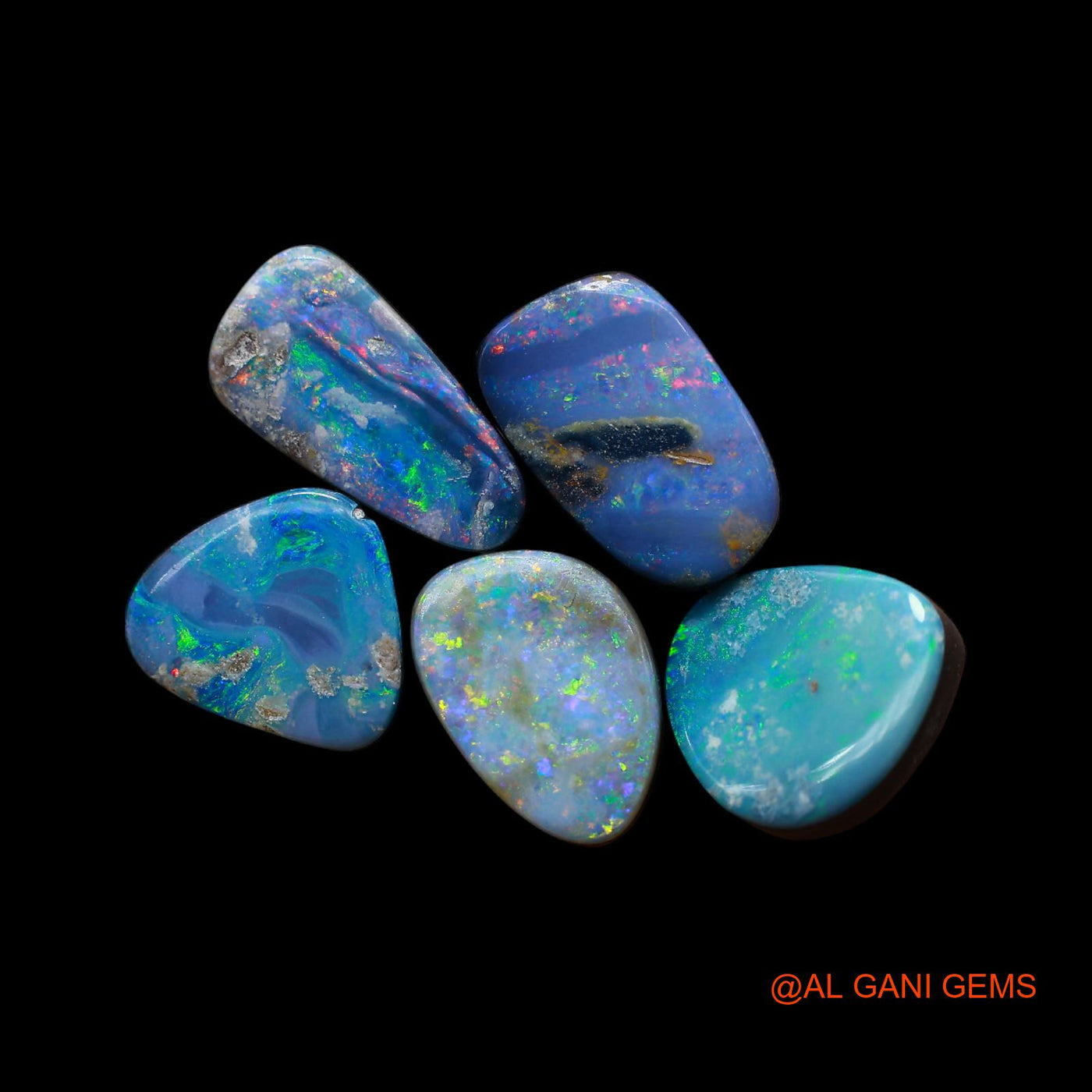 19.00 Cts Doublet Opal Loose Gemstone Mix Cabochon Lab-Created 5 Pcs Wholesale Lot 9X9X4 mm TO 6X13X4 mm D-174