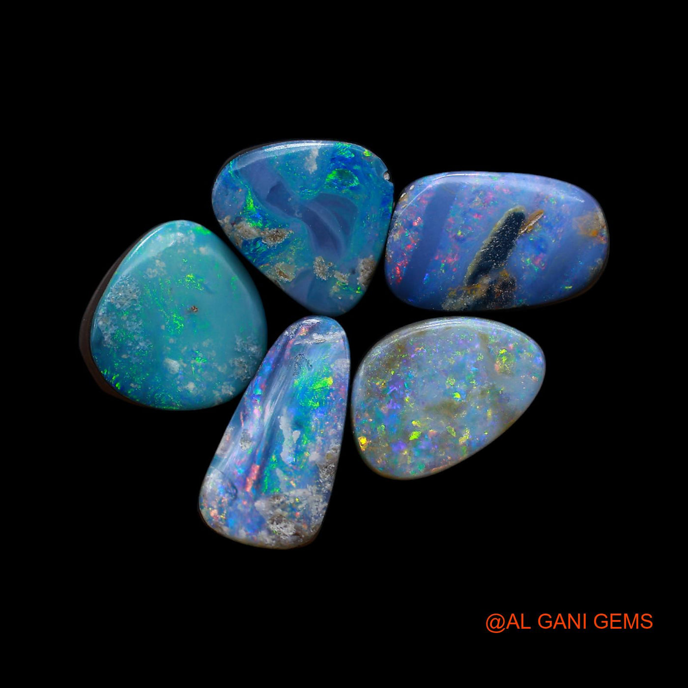 19.00 Cts Doublet Opal Loose Gemstone Mix Cabochon Lab-Created 5 Pcs Wholesale Lot 9X9X4 mm TO 6X13X4 mm D-174