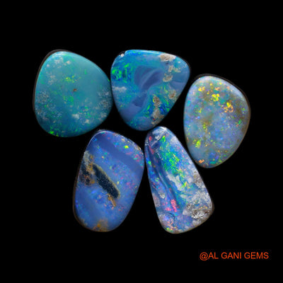 19.00 Cts Doublet Opal Loose Gemstone Mix Cabochon Lab-Created 5 Pcs Wholesale Lot 9X9X4 mm TO 6X13X4 mm D-174