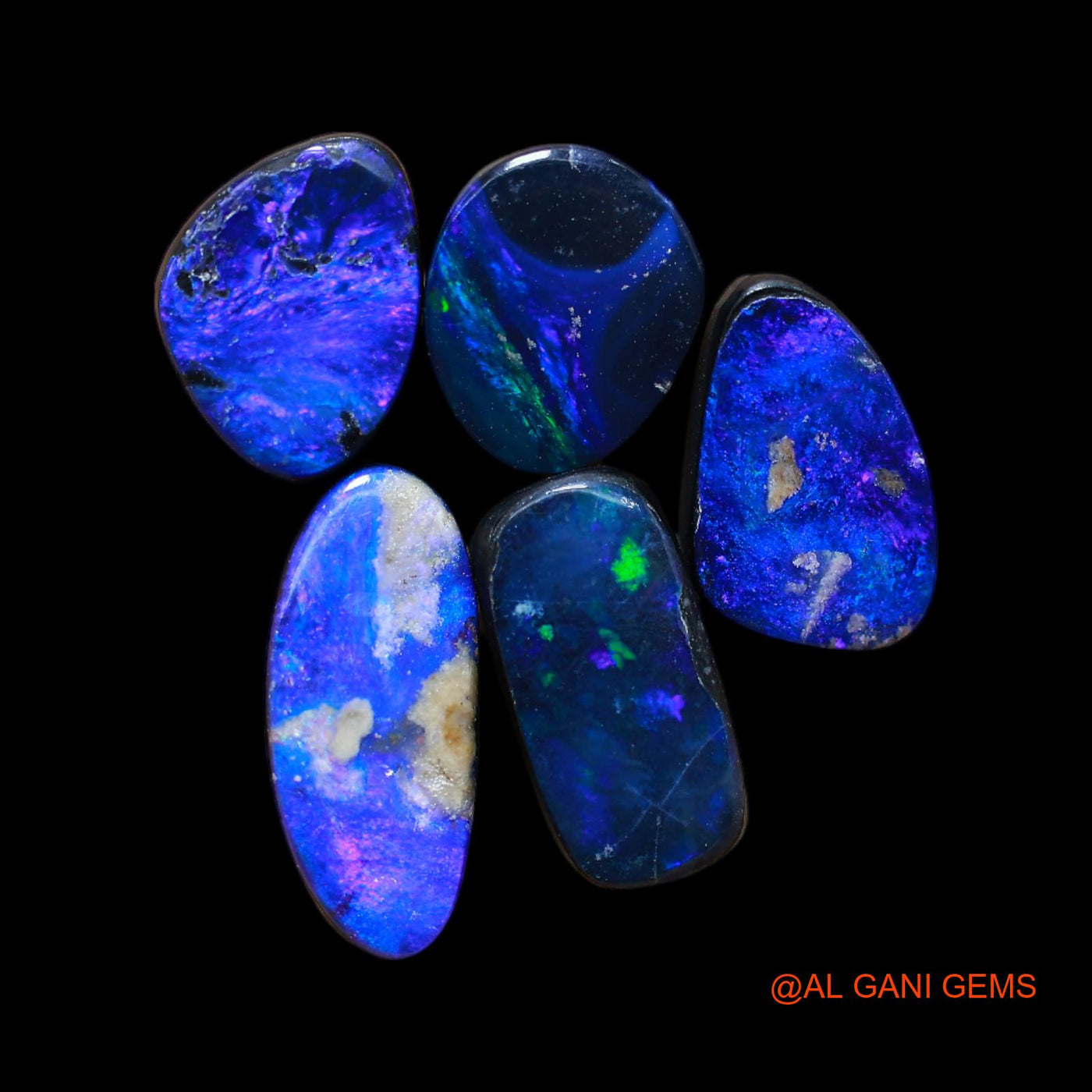 5 Pcs Wholesale Lot Lab-Created Doublet Opal Gemstone 17.00 Cts Loose Mix Cabochon 8X9X4 mm TO 6X15X3 mm D-175
