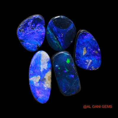 5 Pcs Wholesale Lot Lab-Created Doublet Opal Gemstone 17.00 Cts Loose Mix Cabochon 8X9X4 mm TO 6X15X3 mm D-175