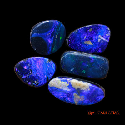 5 Pcs Wholesale Lot Lab-Created Doublet Opal Gemstone 17.00 Cts Loose Mix Cabochon 8X9X4 mm TO 6X15X3 mm D-175