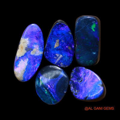 5 Pcs Wholesale Lot Lab-Created Doublet Opal Gemstone 17.00 Cts Loose Mix Cabochon 8X9X4 mm TO 6X15X3 mm D-175